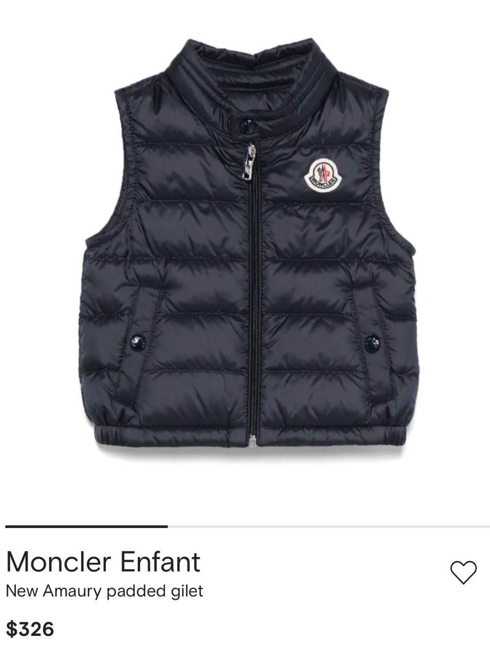 Moncler Kids Navy Quilted Down Vest with Logo